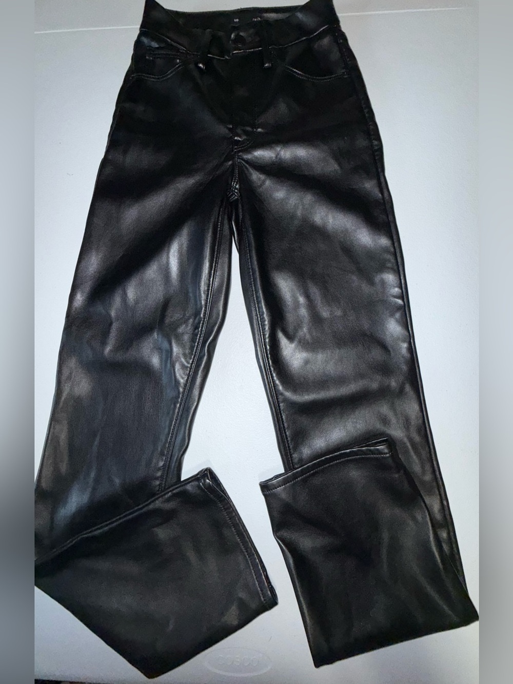 Good American Better Than Leather Good Legs Pants Black Size 00/24 Faux Leather - Picture 5 of 13